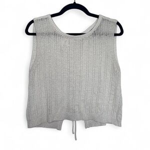 Lulus White Crochet Tank Top Medium | Tie Back Knit Sleeveless